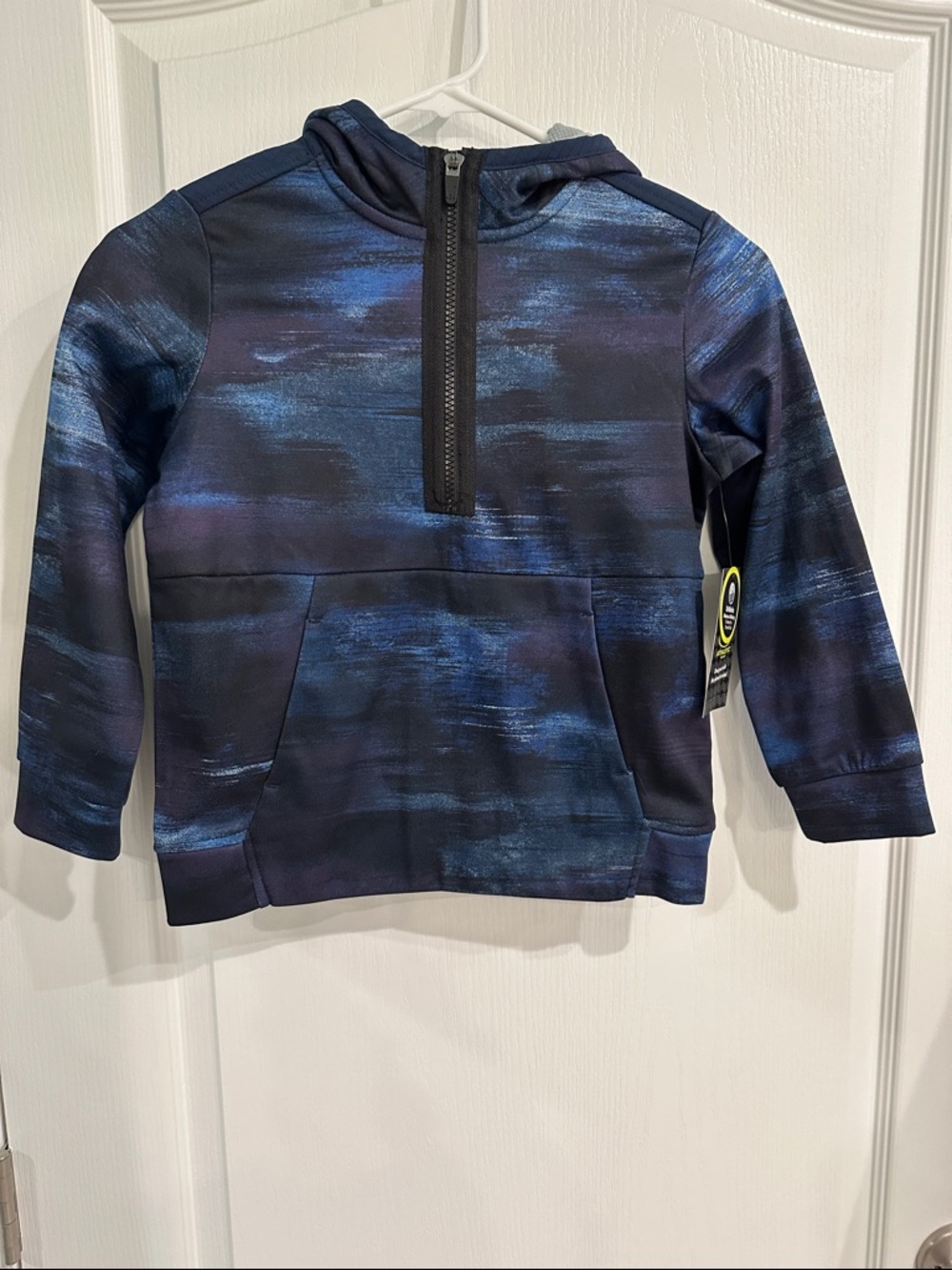 Kids Athletic Works Half-Zip Hoodie - Blue Black Brushstroke